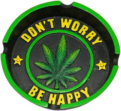 4.25" Don't Worry Be Happy Leaf Round Ashtray