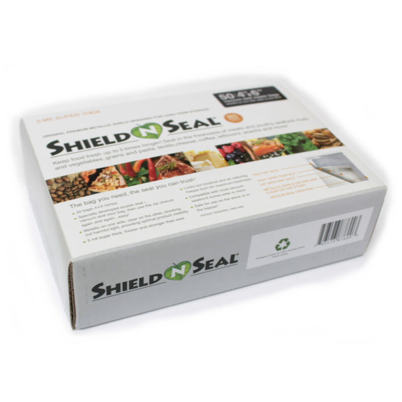 Shield N Seal - Metallic and Clear 4” x 6” 50 Zipper Bags