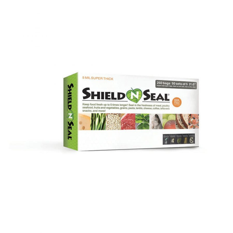 Shield N Seal - Black and Clear 3” x 5” Zipper 50 sets of 5; 250 Total